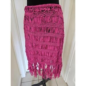 Vtg Y2K Marciano Fringe‎ Skirt Cover Up Pink One Size Beachy